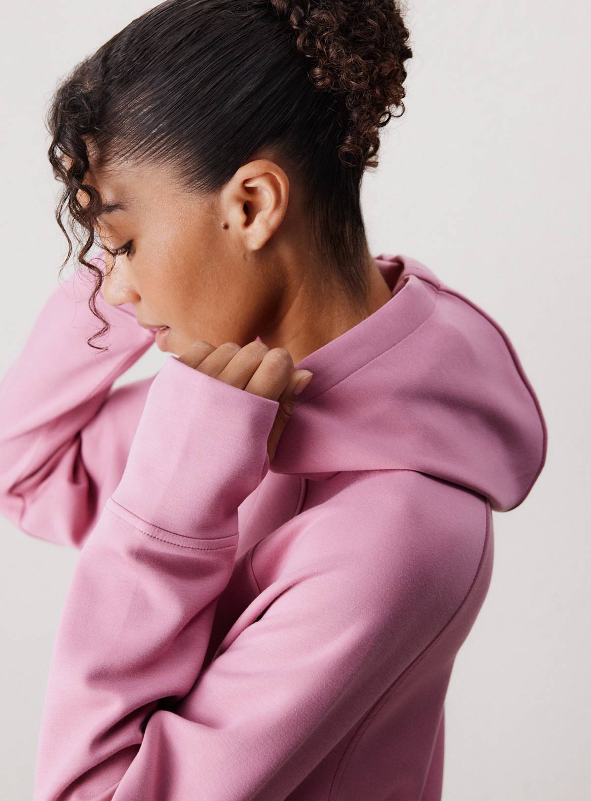 REAKTIV Light Pink Scuba Longline Hoodie S - Image 3